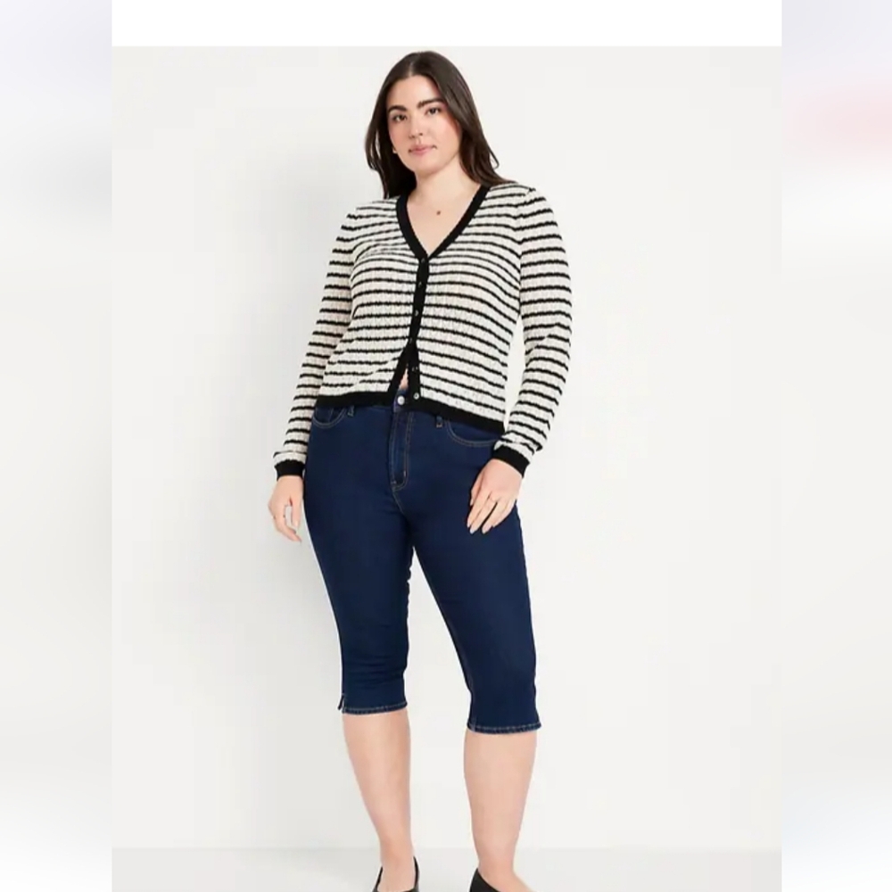 New! Old Navy High-Waisted Rockstar Slim Capri Jeans Dark Indigo 18 Regular